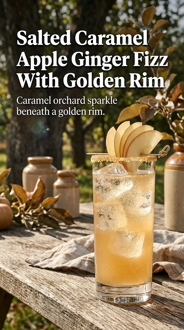 Salted Caramel Apple Ginger Fizz With Golden Rim