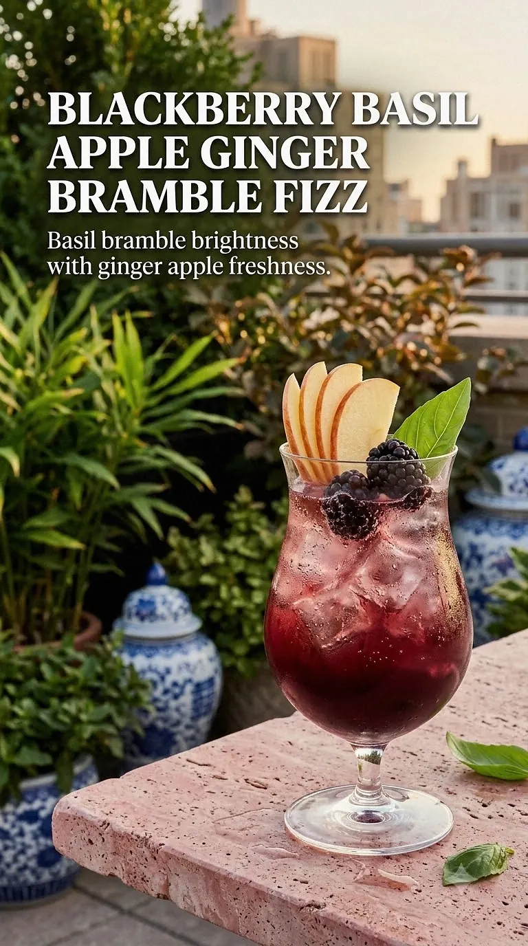 Blackberry Basil Apple Ginger Bramble Fizz