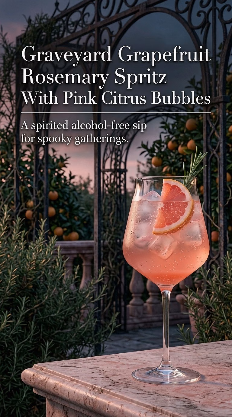 Graveyard Grapefruit Rosemary Spritz With Pink Citrus Bubbles
