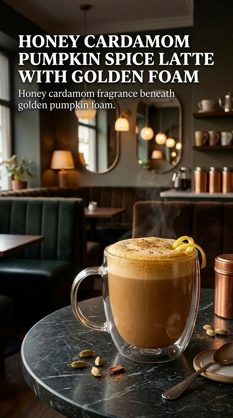 Honey Cardamom Pumpkin Spice Latte With Golden Foam
