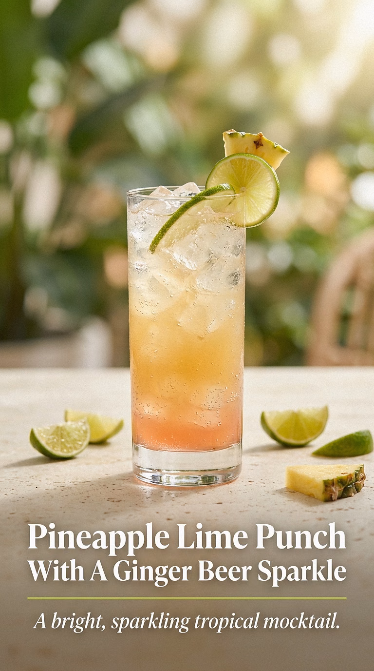 Pineapple Lime Punch With A Ginger Beer Sparkle
