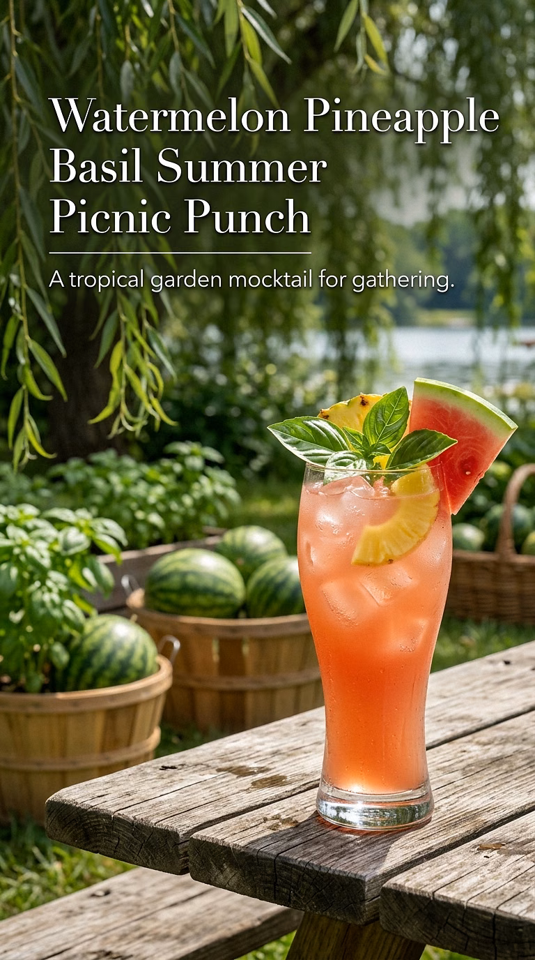 Watermelon Pineapple Basil Summer Picnic Punch